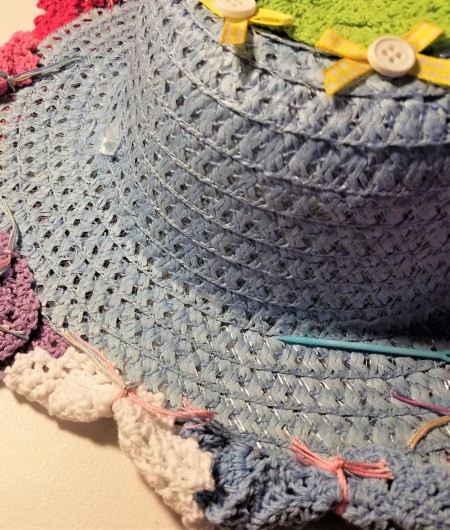 Spring Hat and Butterfly Door Hanging - trim thread to resemble antennae