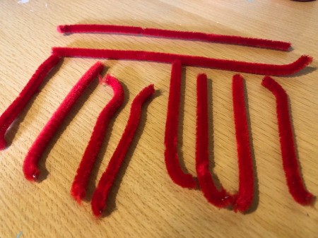 Making a Crab from a Scallop Shell - cut pipe cleaners