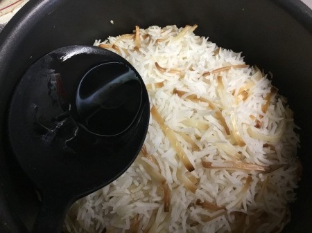 finished rice & noodles in pan