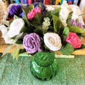Crocheted Doily Roses - final arrangement