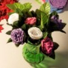 Crocheted Doily Roses - in vase before adding white flowers