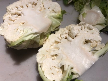 Cauliflower cut in half