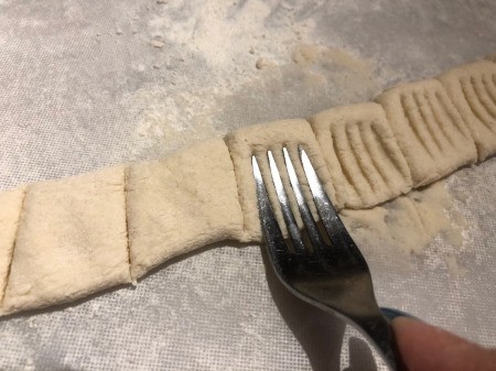 forking Cauliflower Gnocchi squares