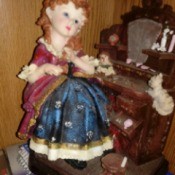 Identifying an Ashley Belle Figurine - woman in period clothing sitting at t makeup table