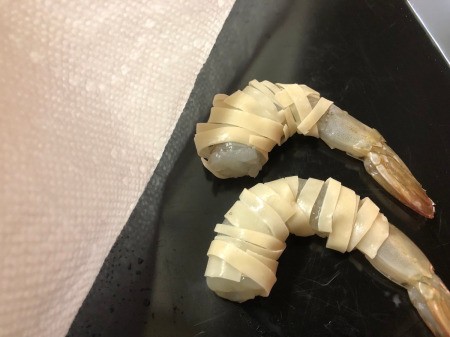 Wonton strips wrapped Shrimp