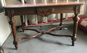 Value of Antique Table and Chairs - dining table with ornate cross bracing