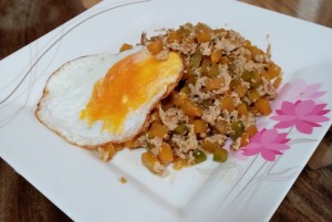 Squash Stir Fry with egg on plate