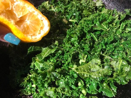 lemon juice squeezed into Kale
