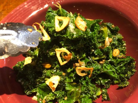 Garlic Chips on Parmesan Kale