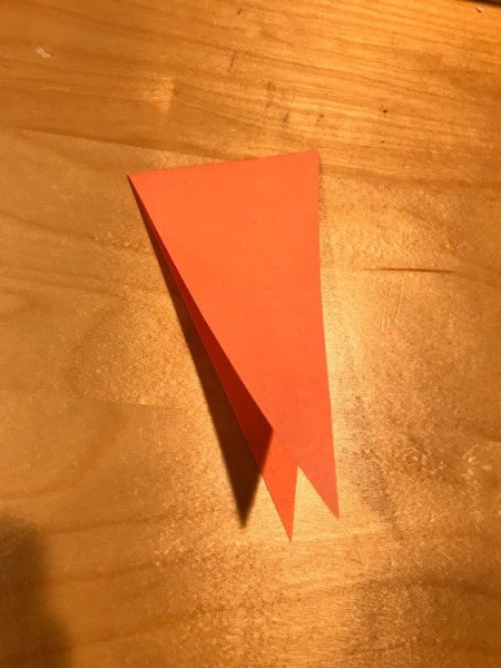 Happy Easter Carrot Card - fold orange paper in half and cut out a triangle to make the carrot shaped card