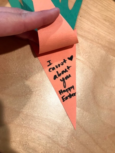 Happy Easter Carrot Card - note inside the card