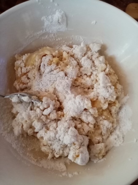 adding water & mixing batter