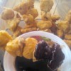 Flour Balls on skewers with sauce