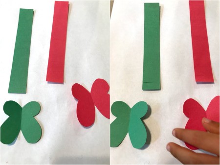 Making a Kid's Paper Butterfly Bracelet - make a cut one each end of the strip to close the bracelet