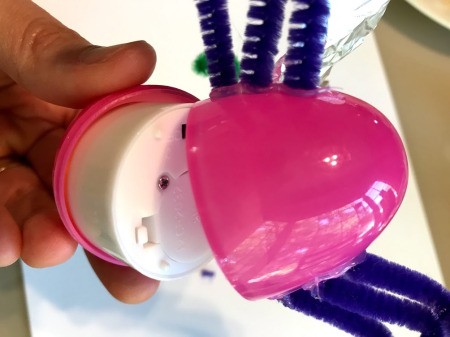 Plastic Egg Fireflies - battery tea light placed inside the egg