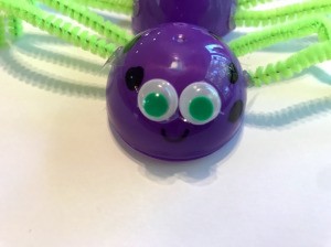 Plastic Egg Spider Craft - use the Sharpie to add a smile