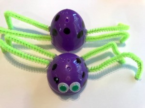 Plastic Egg Spider Craft - ready to play purple spider