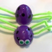 Plastic Egg Spider Craft - ready to play purple spider