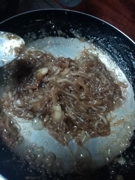 water reduced in pan