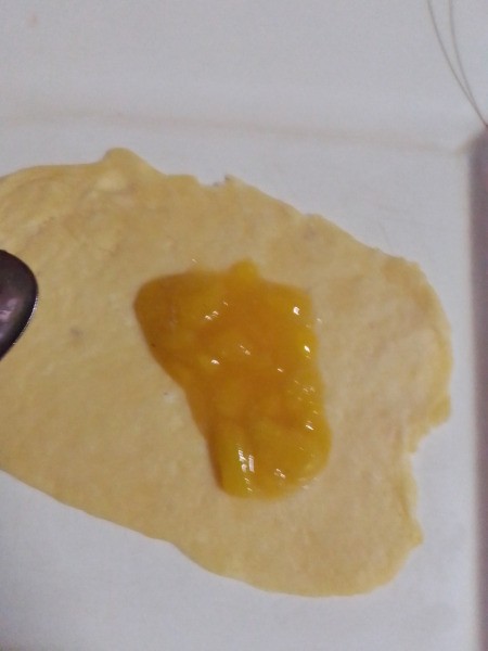 Mango added to center of dough