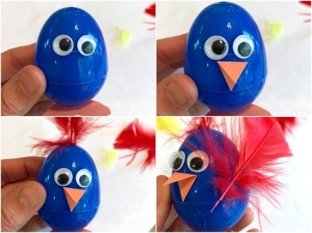 Plastic Egg Baby Chicks - glue on eyes, beak, and feathers