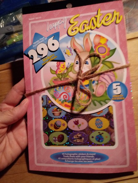 Easter Card Notebook with Stickers - sticker package can be tied to the outside of the card