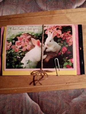 Easter Card Notebook with Stickers - card tied with twine and paper clip also used