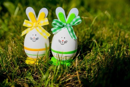 Decorated bunny eggs.