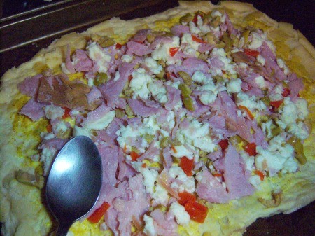 filling spread on dough