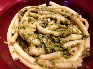 Leek and Walnut Pesto on pasta