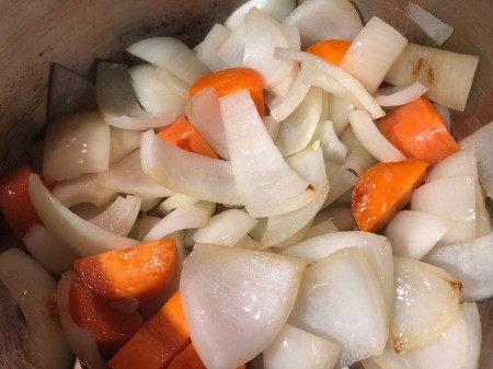 sauteing carrot & onion to pot