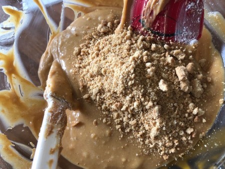 adding graham cracker crumbs to batter