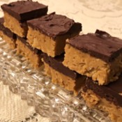 No-Bake Chocolate Peanut Butter Squares on plate