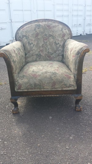 Identifying an Upholstered Chair  - floral upholstered chair with wood trim