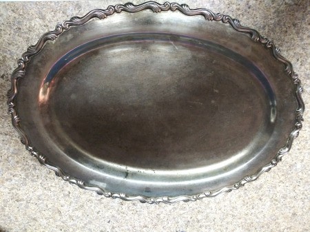 Determining the Value of an Unmarked Silver Tray - top of an oval, filagree edged silver tray