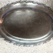 Determining the Value of an Unmarked Silver Tray  - top of an oval, filagree edged silver tray