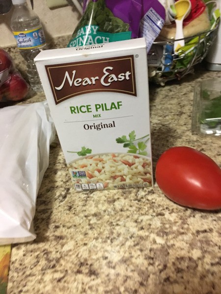rice pilaf and ingredients