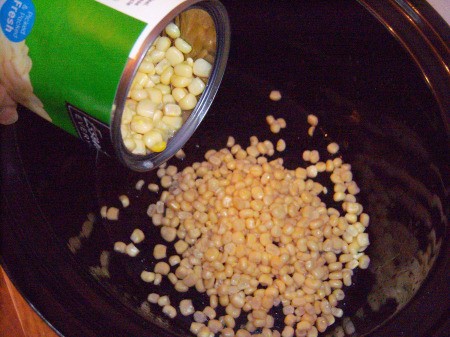 adding corn to Crock Pot