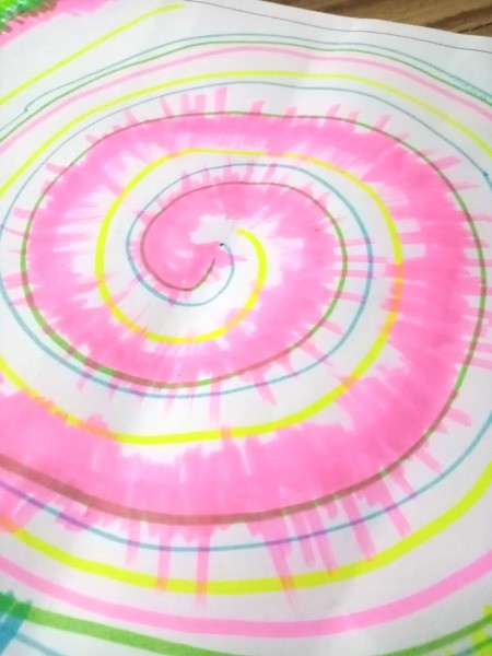 Tie Dye Notebook Cover - first pass with a pink marker