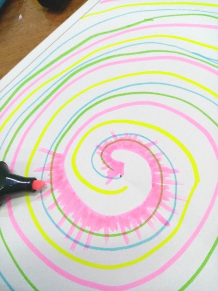 Tie Dye Notebook Cover - draw radiating lines with a marker