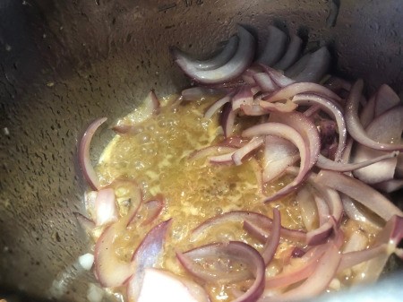onions added to butter in Instant Pot