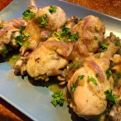 Instant Pot Citrus Chicken with Onion Gravy on tray