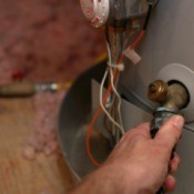 A hot water heater in a home.