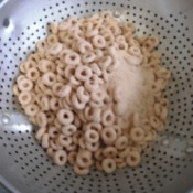 Use a Colander for Dust Free Final Serving of Cheerios - pour into a colander