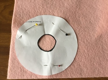 Donut Pin Cushion - pin stencil onto the felt and cut three