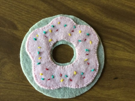Donut Pin Cushion - use colored thread to make the sprinkles