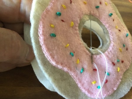 Donut Pin Cushion - sew top to bottom at the inner ring