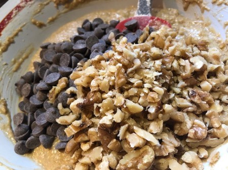 adding walnuts & chocolate chips