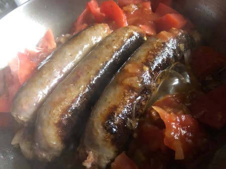 tomato added to Sausage Skillet