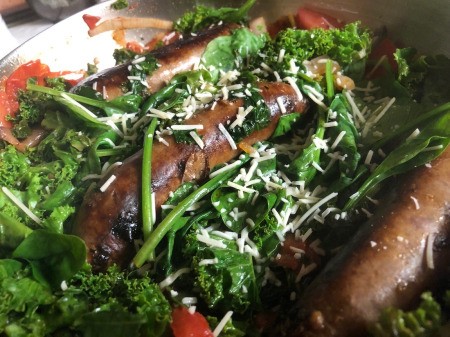 parmesean added to Sausage Kale Spinach Skillet